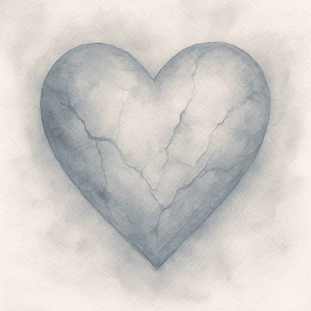 Tú eres nosotras reflexiones, entre luces y sombras ilustración de corazón con grietas